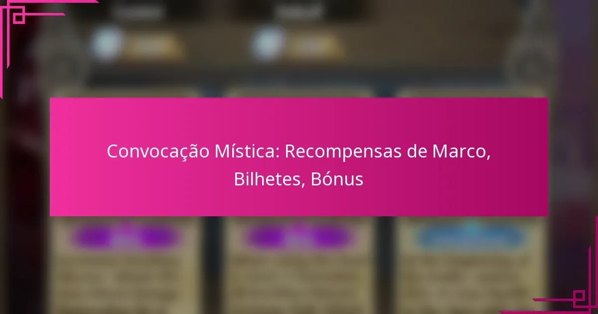 Convocação Mística: Recompensas de Marco, Bilhetes, Bónus